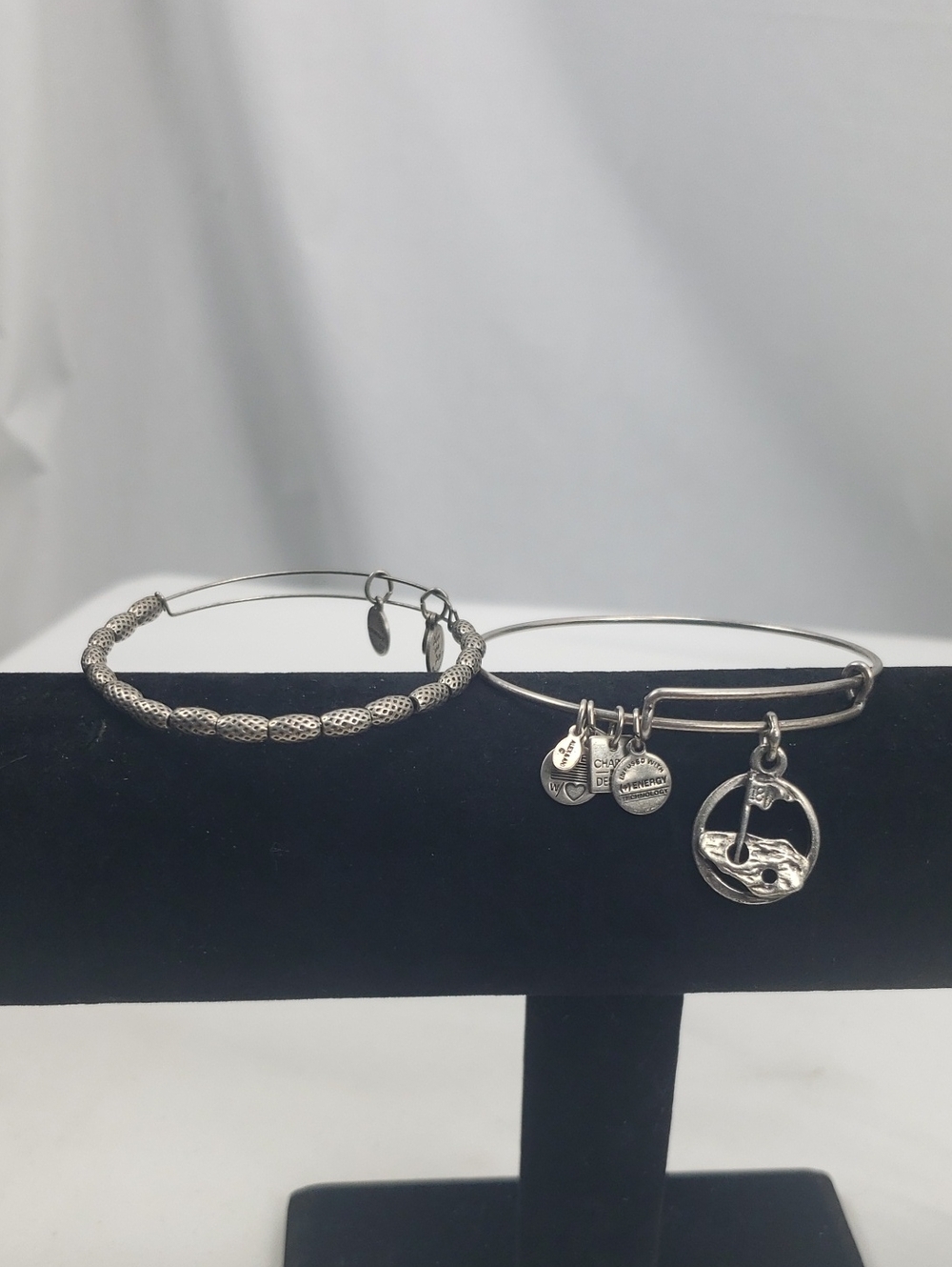 Alex and Ani Silver Tone Golf and Bead Bracelet Lot Of 2